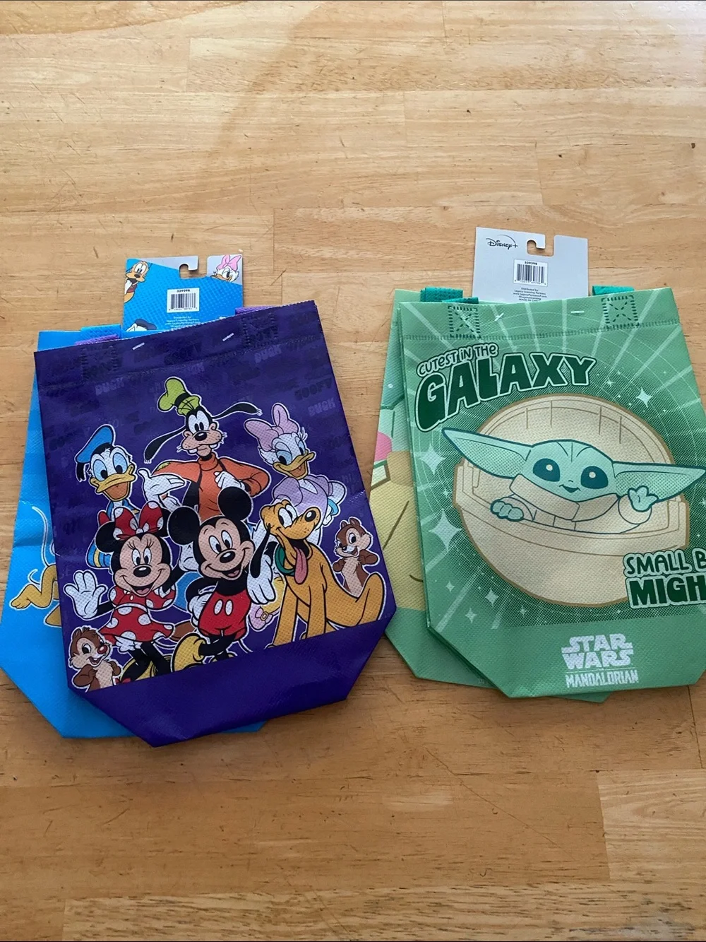 Disney Mickey & Friends Blue Totes set + Star Wars Grogu Green Tote Set NWT